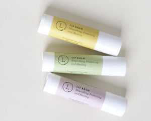 Lip Balm, Set of 3 Natural Unscented Lip Balms